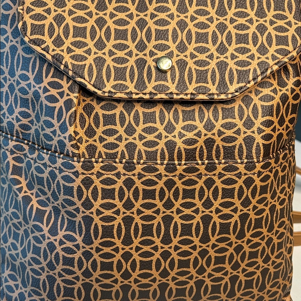 Brown Patterned Faux Leather Backpack - Picture 3 of 11